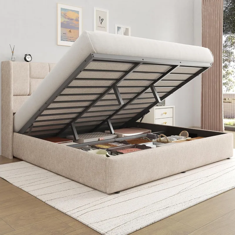 Bed Frame with Hydraulic Gas L - Gas Lift Storage Bed Hydraulic recension och pris