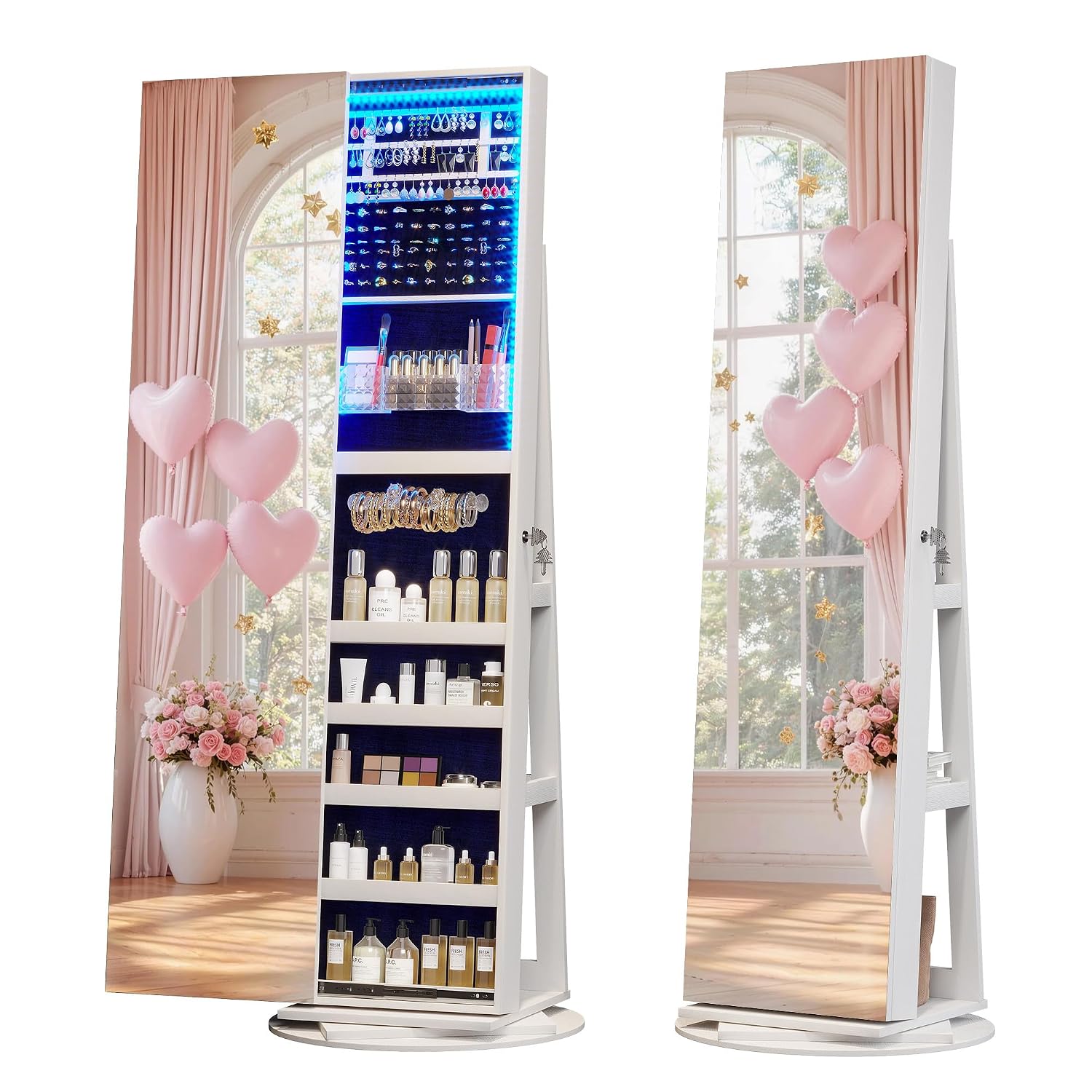 360° Swivel Jewelry Mirror Cab - Full Length Mirror Jewelry Armoire recension och pris