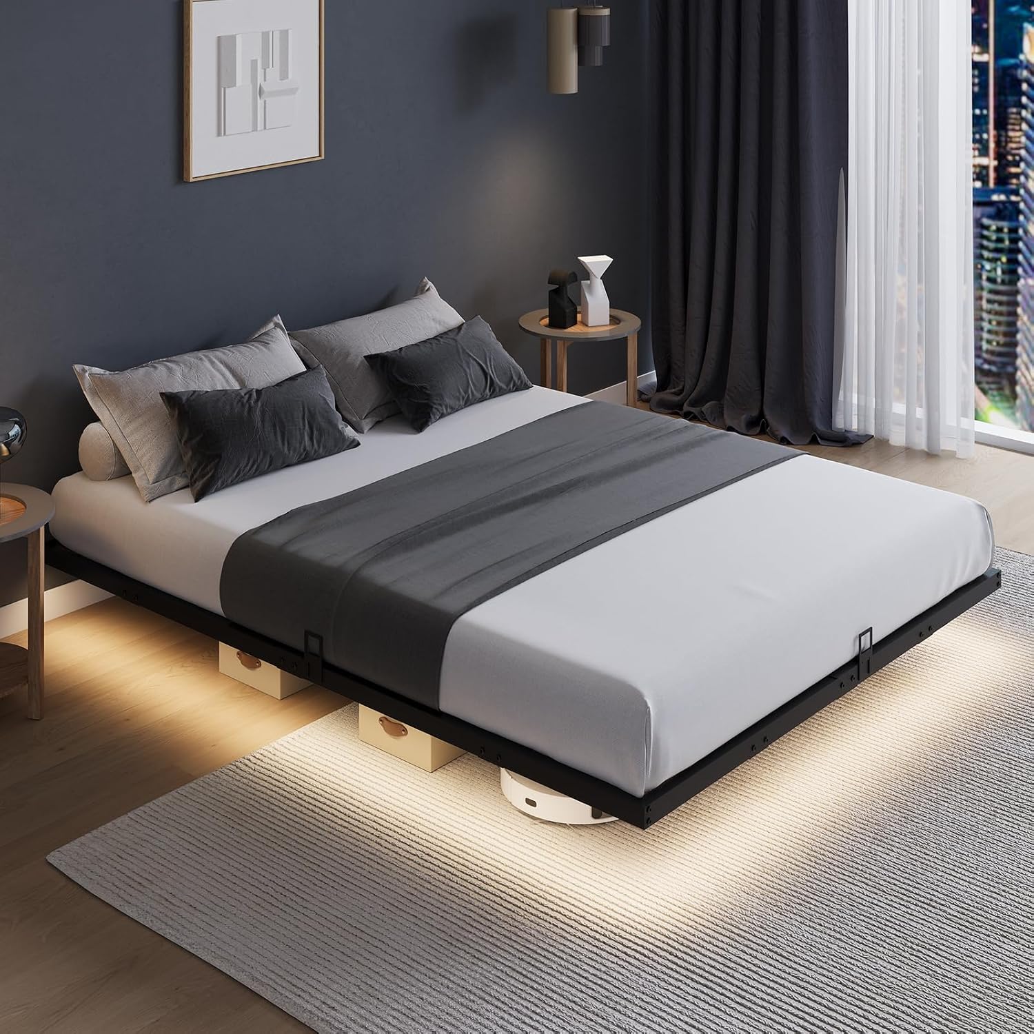 Floating Platform Bed Frame wi - Memory Foam Mattress In A Box Queen recension och pris