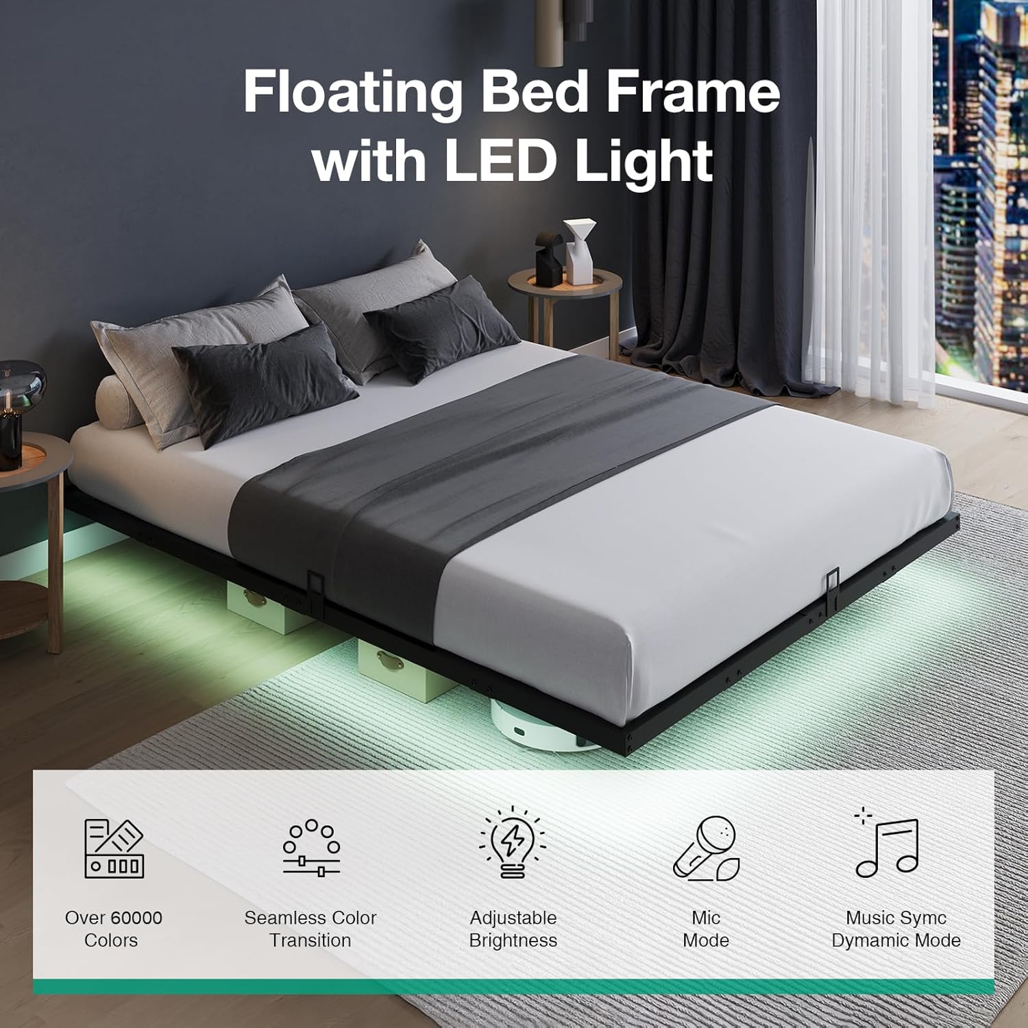 Floating Platform Bed Frame wi - Memory Foam Mattress In A Box Queen recension och pris