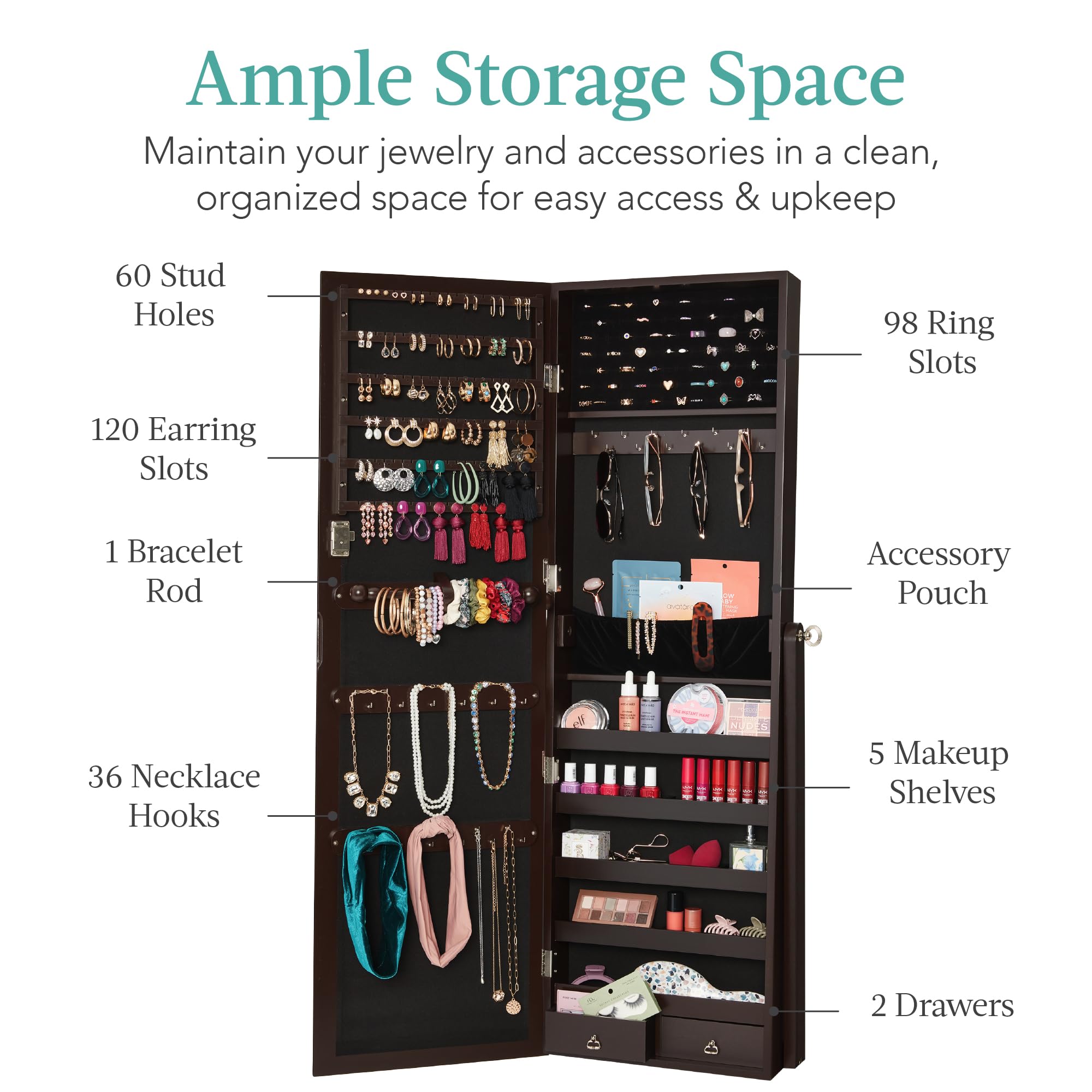 Freestanding Jewelry Armoire C - Full Length Mirror Jewelry Armoire recension och pris